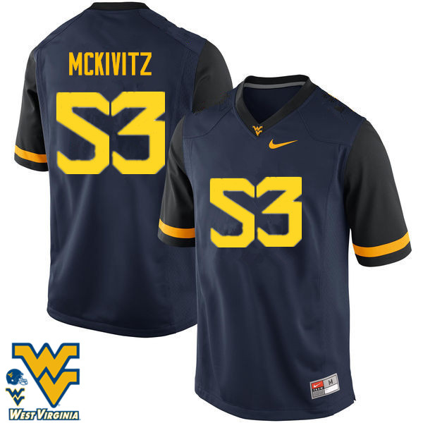 Men #53 Colton McKivitz West Virginia Mountaineers College Football Jerseys-Navy